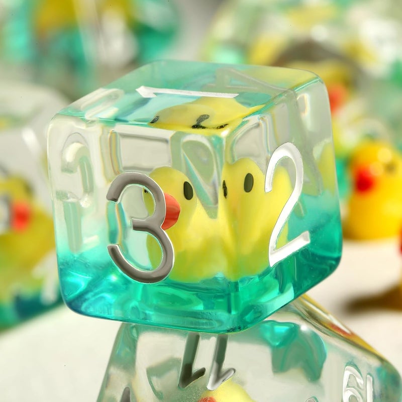 DNDND Duck DND Resin Dice, 7PCS Dungeons and Dragon Dice Set with Velvet Bag for D&D Role Playing Games and Tabletop Games（Duck - Image 4